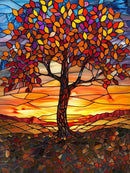 Sunset Radiance in Stained Glass