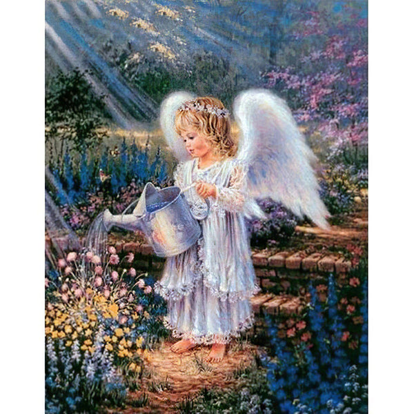Angel Girl Watering Plants Diamond Painting Diamond Art Kit