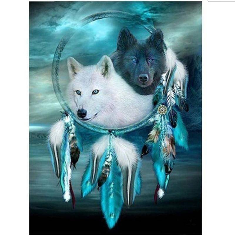 Black & White Wolf Diamond Painting Diamond Art Kit