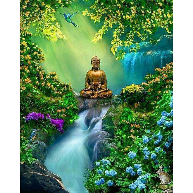 Buddha Waterfall Mountain Diamond Painting Diamond Art Kit