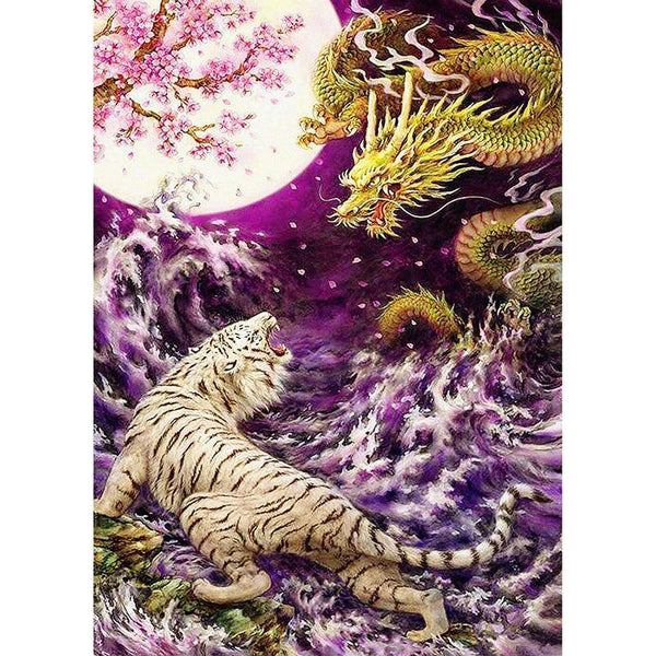 Chinese Dragon Fighting Tiger Diamond Painting Diamond Art Kit