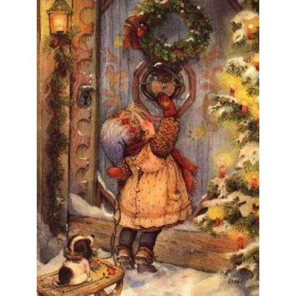 Christmas Little Puppy And Little Girl Diamond Painting Diamond Art Kit
