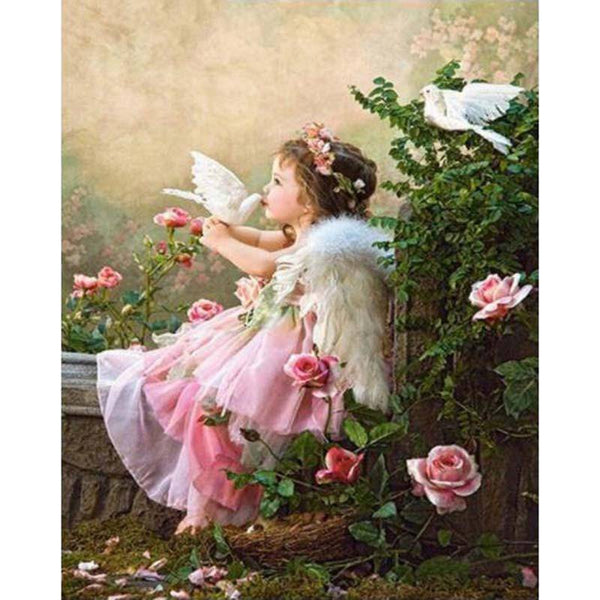 Flowers and Angel Girl Diamond Painting Diamond Art Kit