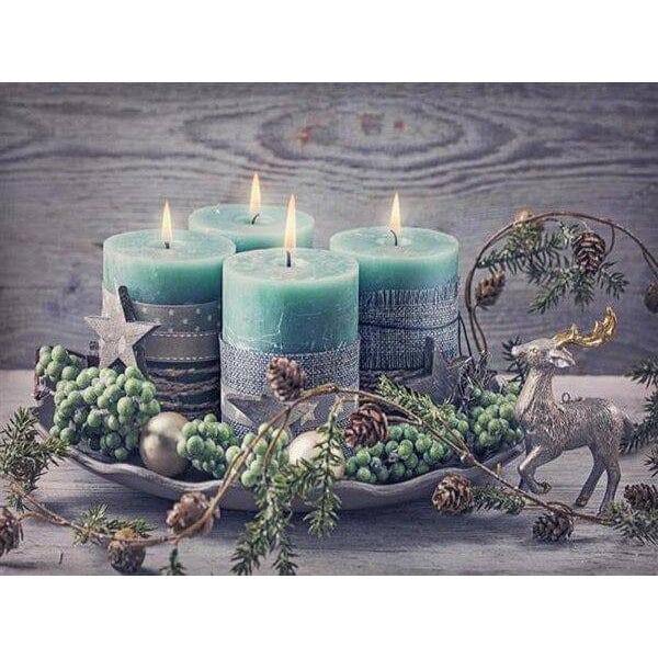 Four Beautiful Christmas Candle Diamond Painting Diamond Art Kit