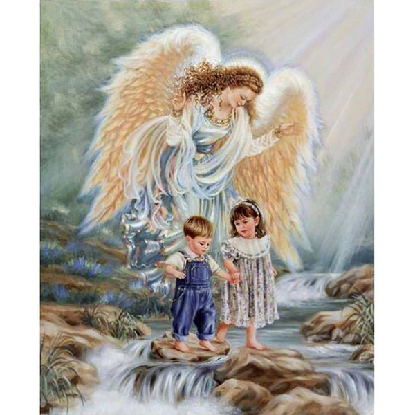Girl Angel Over Waterfall Diamond Painting Diamond Art Kit