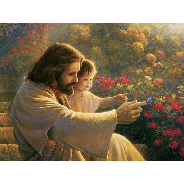 Jesus and Baby With Flowers Diamond Painting Diamond Art Kit