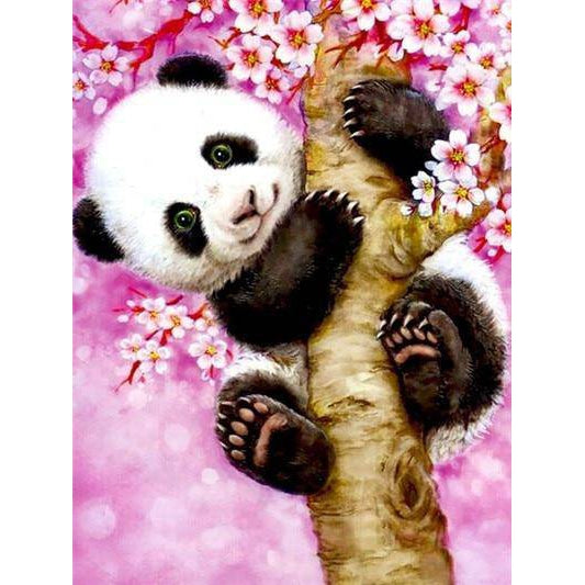 Panda On Flower Three Diamond Painting Diamond Art Kit