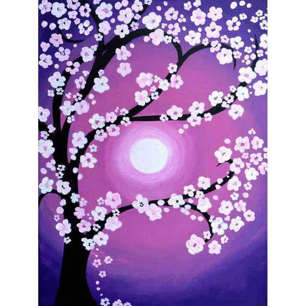 Pink Tree And Moon Diamond Painting Diamond Art Kit