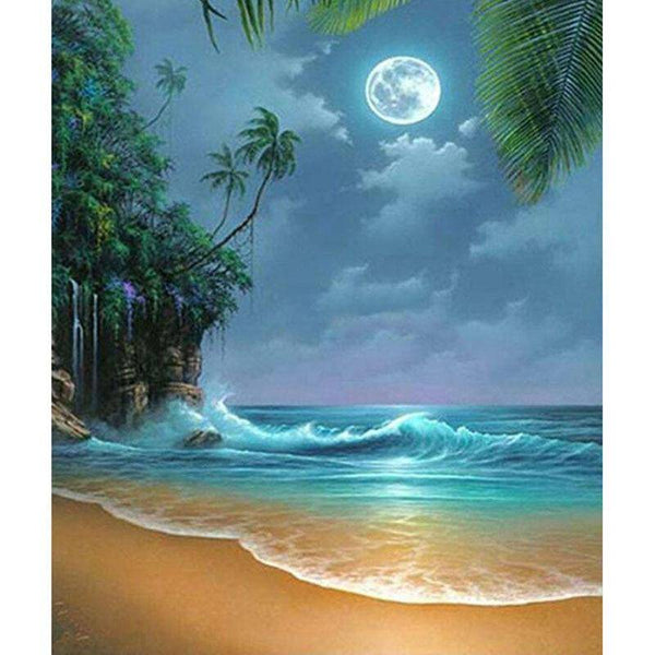 The Moonlight Shining Over The Ocean Diamond Painting Diamond Art Kit