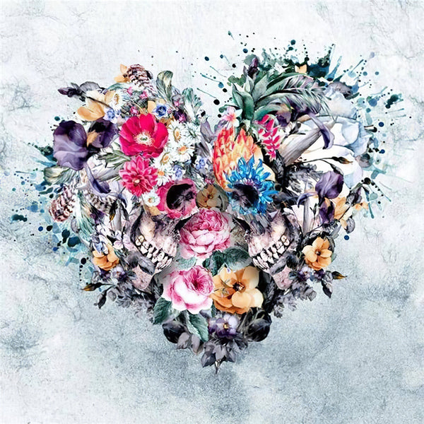 Two Skulls In The Heart Diamond Painting Diamond Art Kit